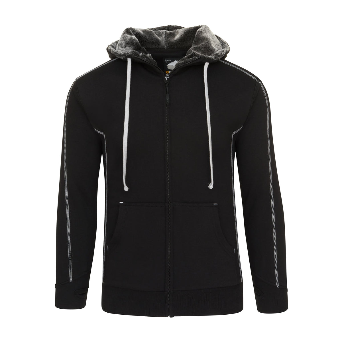 ØRN Crane Fur-Lined Hoodie – Black – front