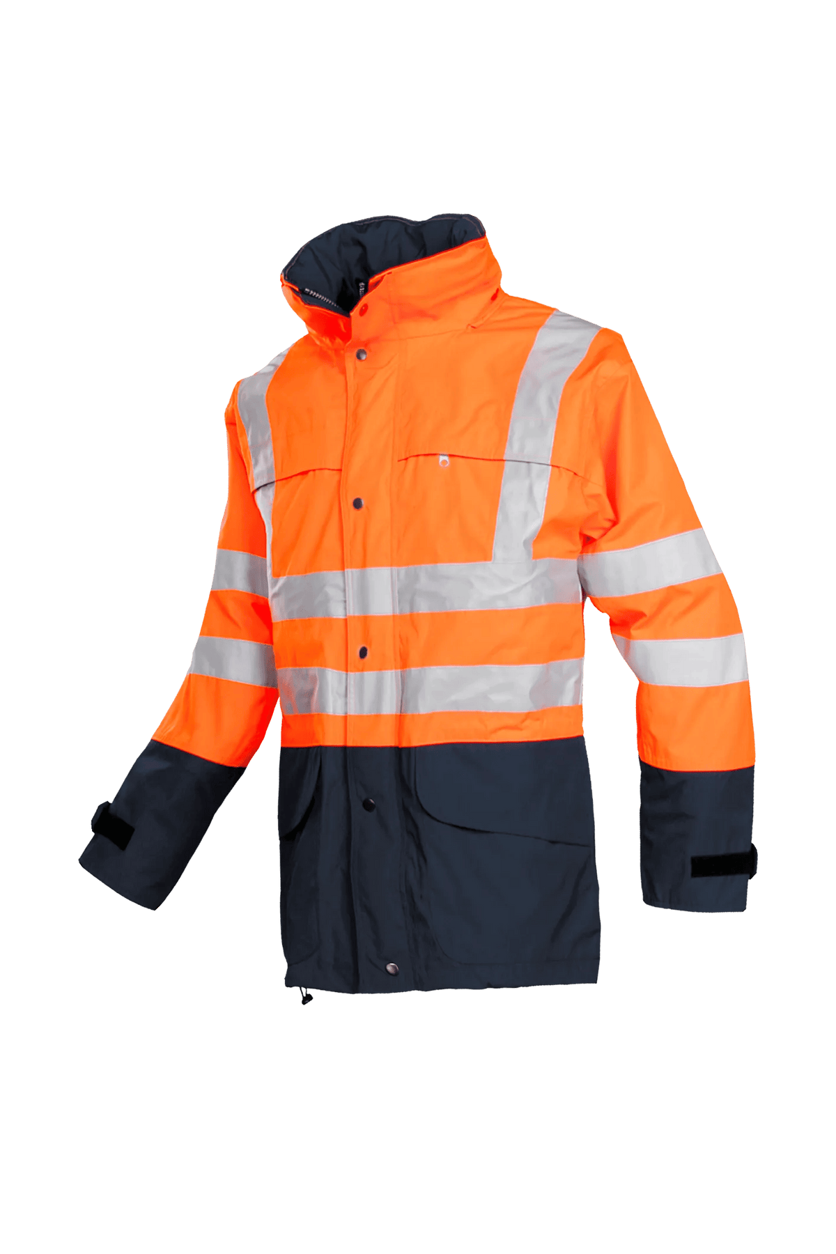 Sioen Brighton in High-vis orange/Navy blue, side view