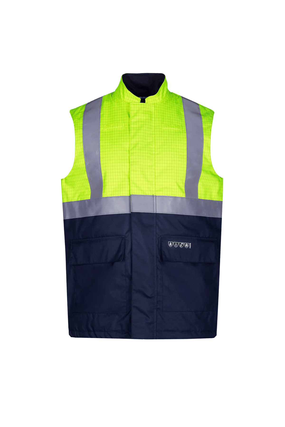 Sioen PRO Bravone in High-vis yellow/Navy blue, front view