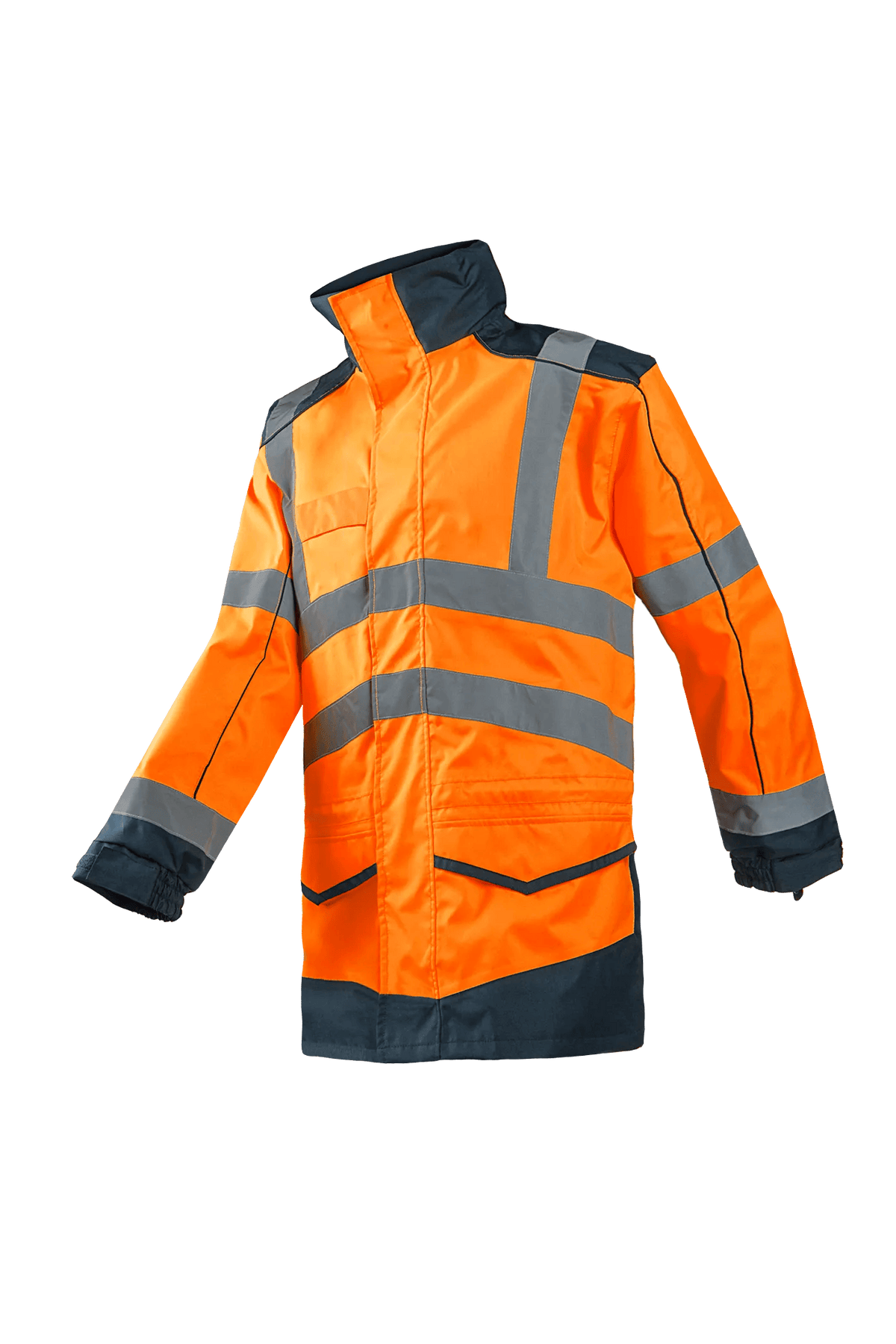 Sioen Anfield in High-vis orange/Navy blue, side view