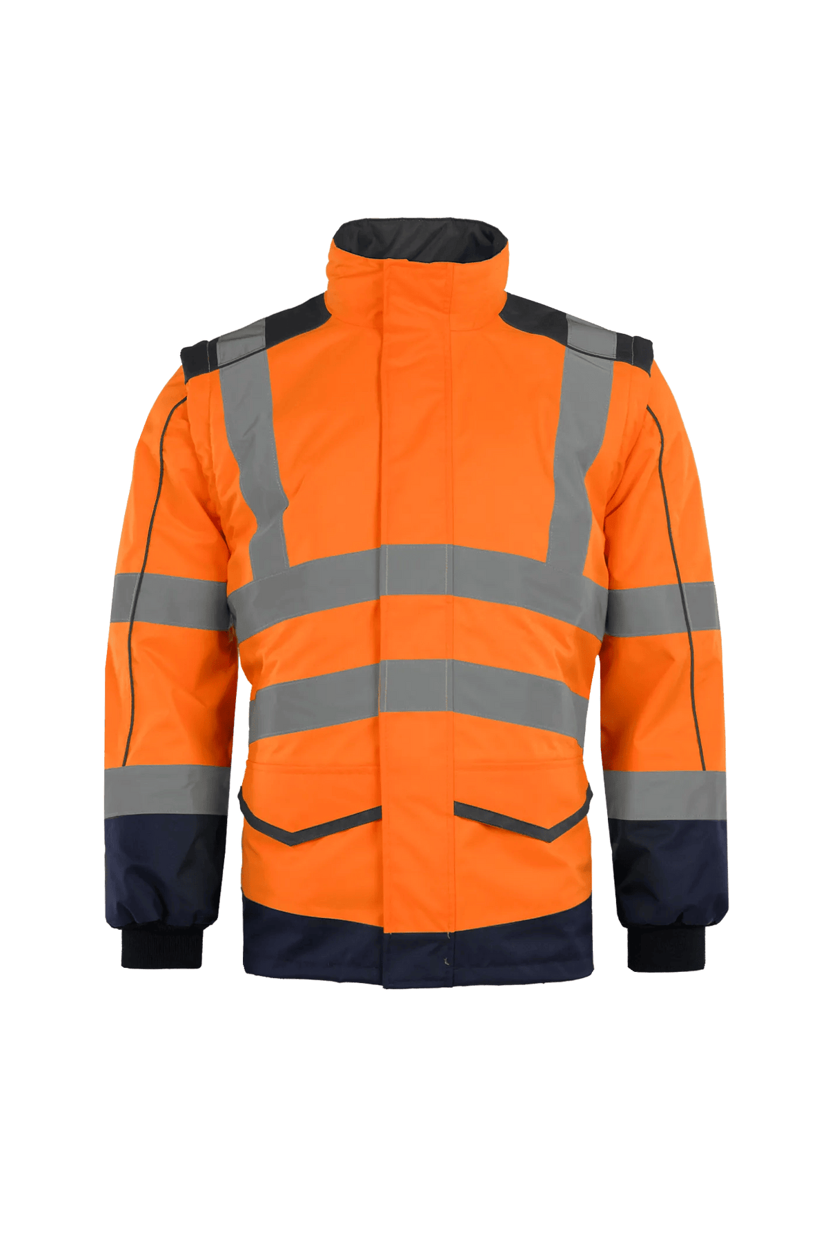 Sioen Alford in High-vis orange/Navy blue, front view