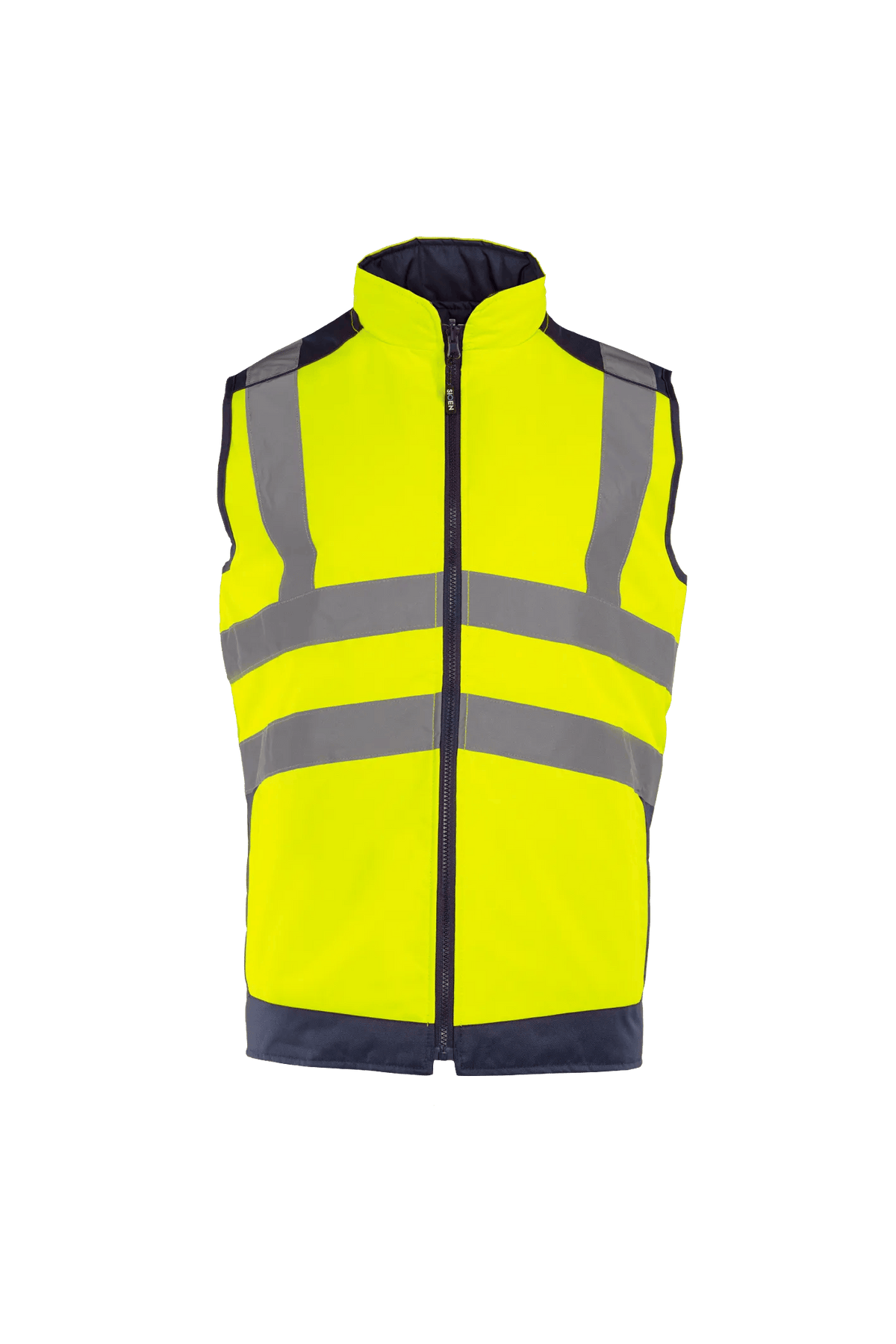 Sioen Burton in High-vis yellow/Navy blue, front view