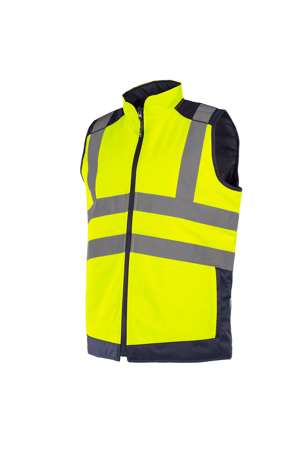 Sioen Burton in High-vis yellow/Navy blue, side view