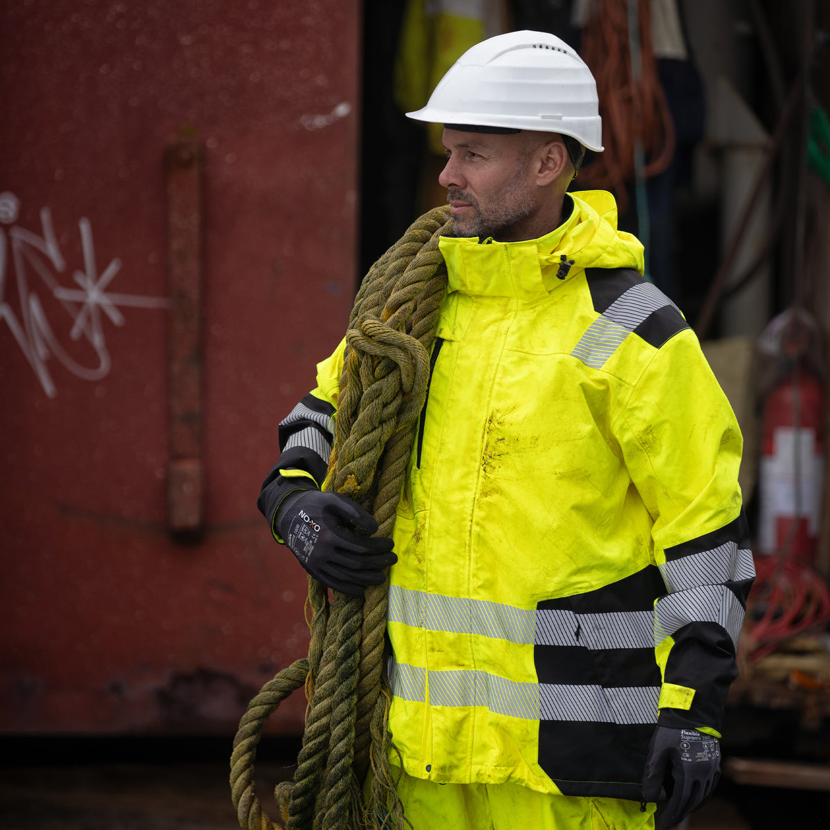 ELKA Rainwear Visible Xtreme Recycled Jacket in Fl. Yellow/Black