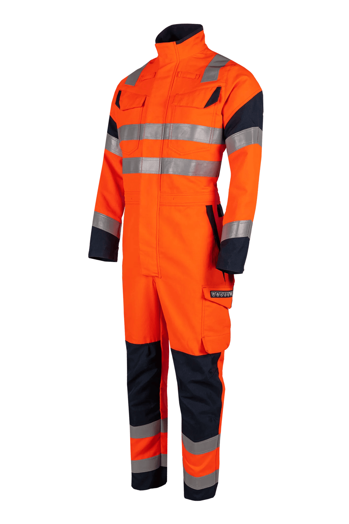 Sioen PRO Fusor in High-vis orange/Navy blue, side view