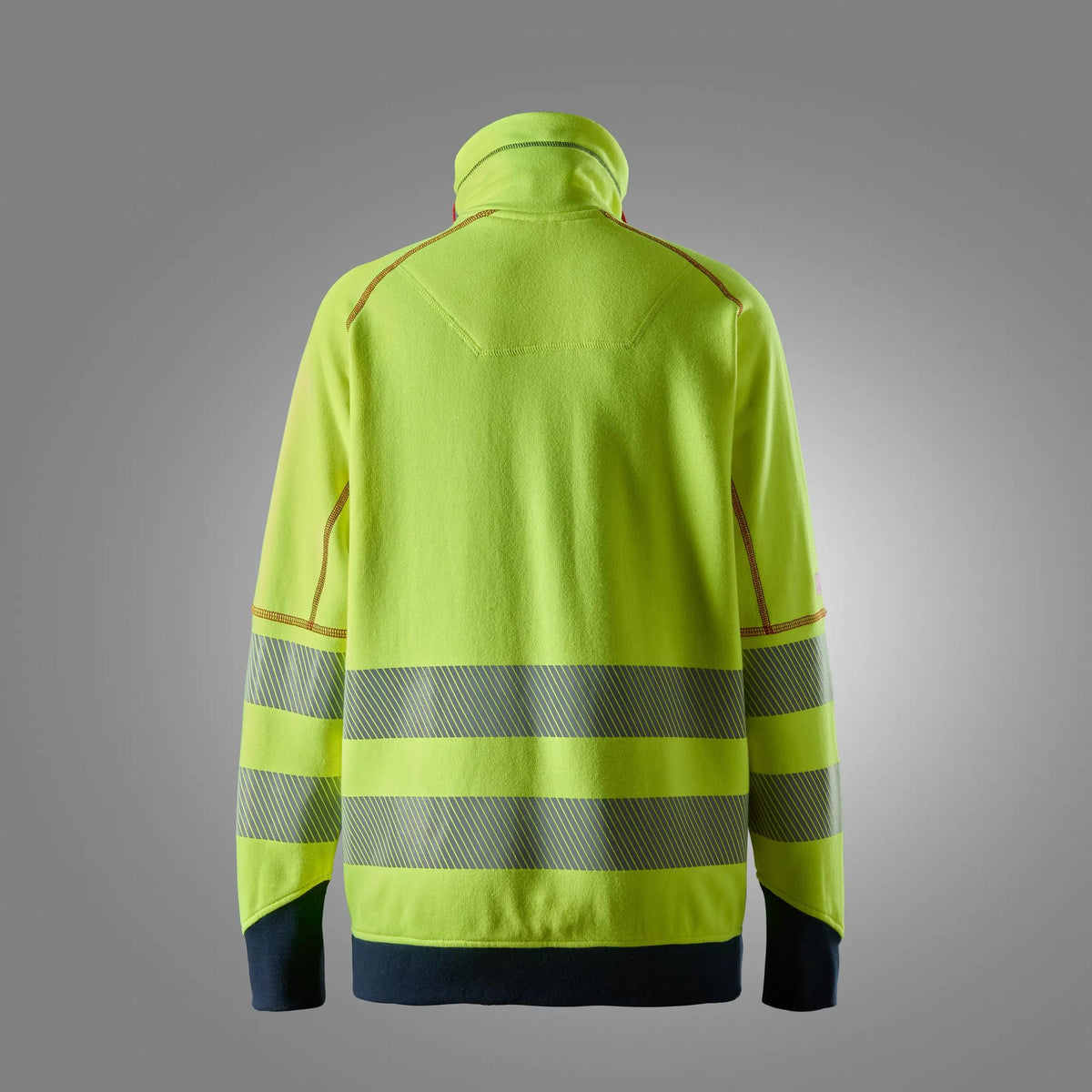 Snickers Workwear 2367 ProtecWork, Women's Arc Full Zip Sweater, High-Vis Class 3/2 in Hi-Vis Yellow/Navy, back view
