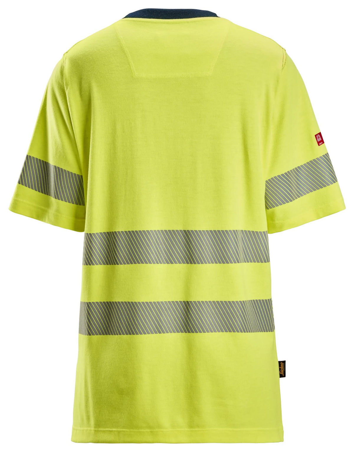 Snickers Workwear 2567 ProtecWork, Women's Short Sleeve T-Shirt, High-Vis Class 2 in Hi-Vis Yellow/Navy, back view