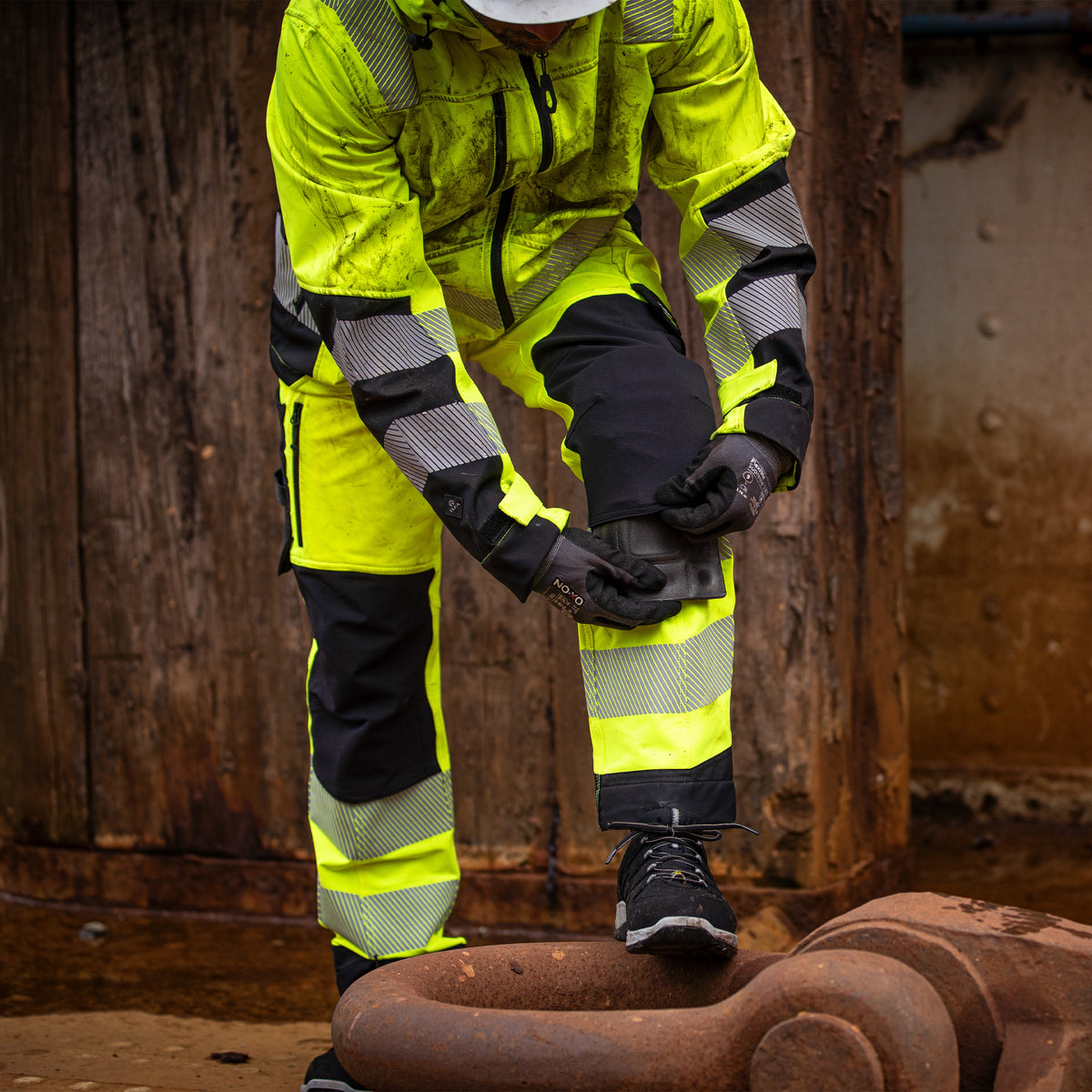 ELKA Rainwear Visible Xtreme Recycled Workwear Trousers in Fl. Yellow/Black
