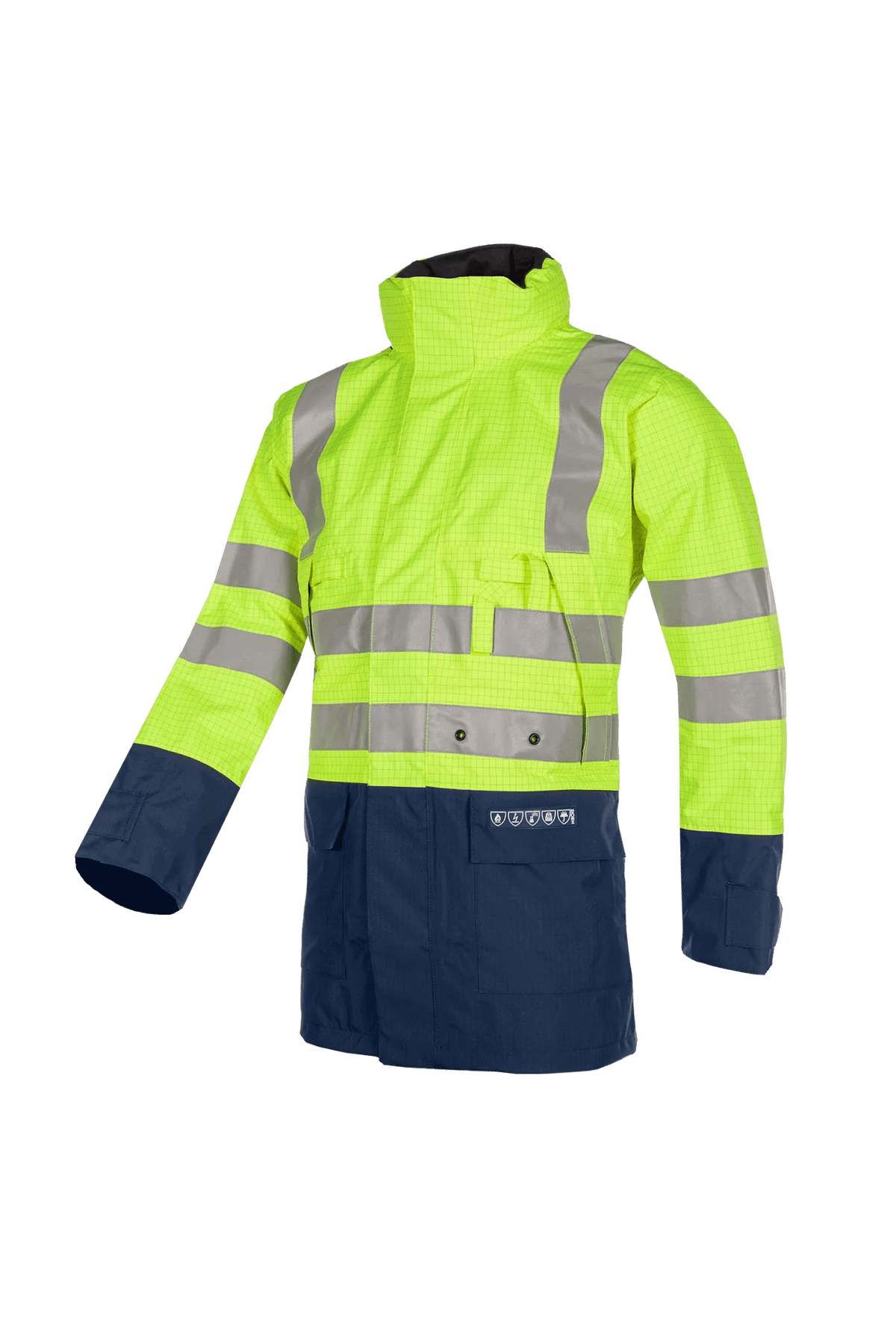 Sioen PRO Winseler in High-vis yellow/Navy blue, side view