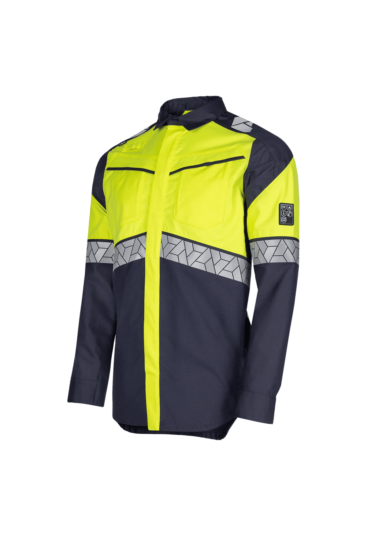 Sioen PRO Riner in Navy blue/High-vis yellow, side view