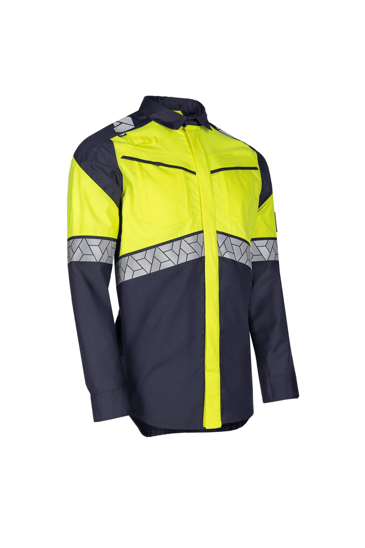 Sioen PRO Riner in Navy blue/High-vis yellow, side view