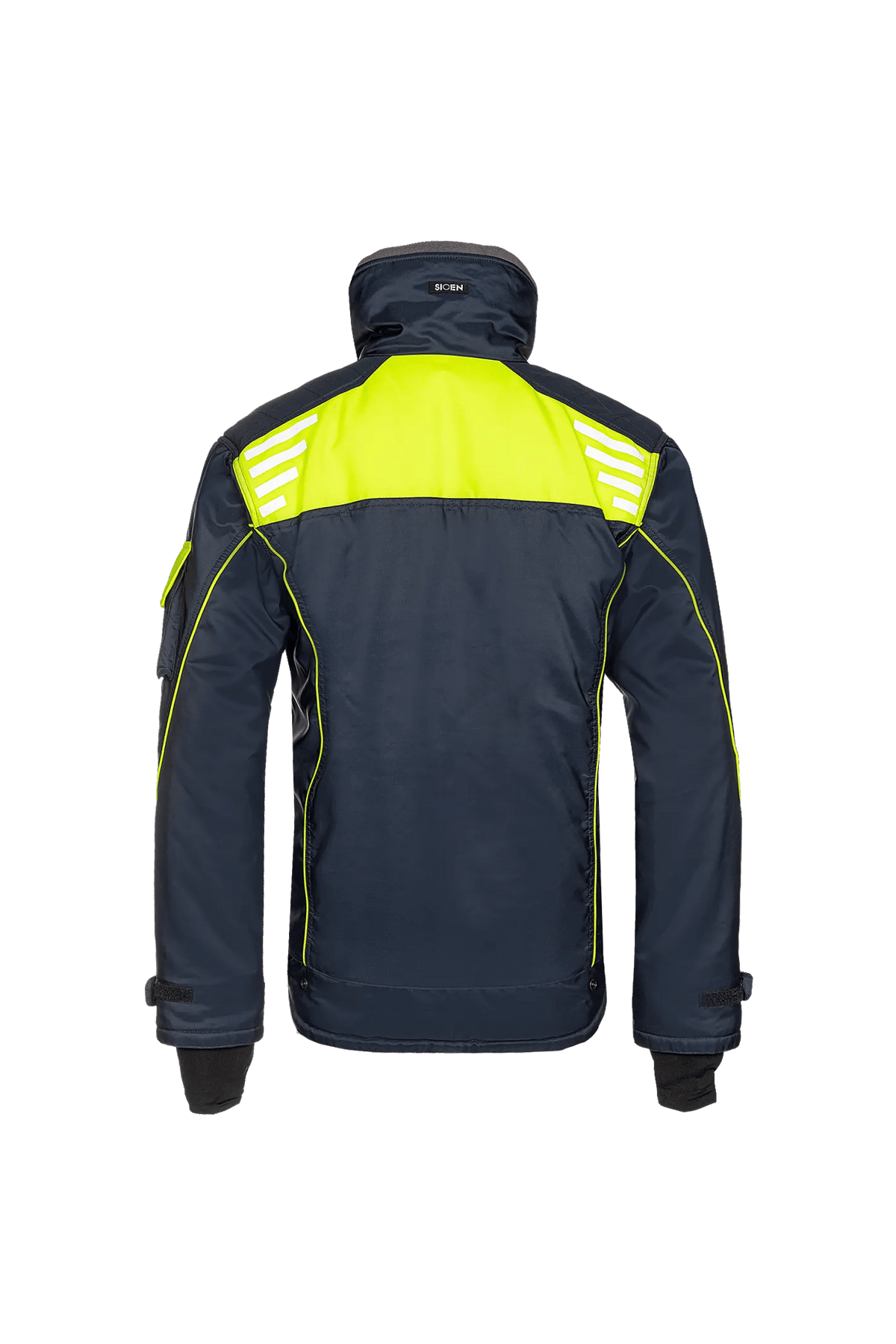 Sioen Nibas in High-vis yellow/Navy blue, back view