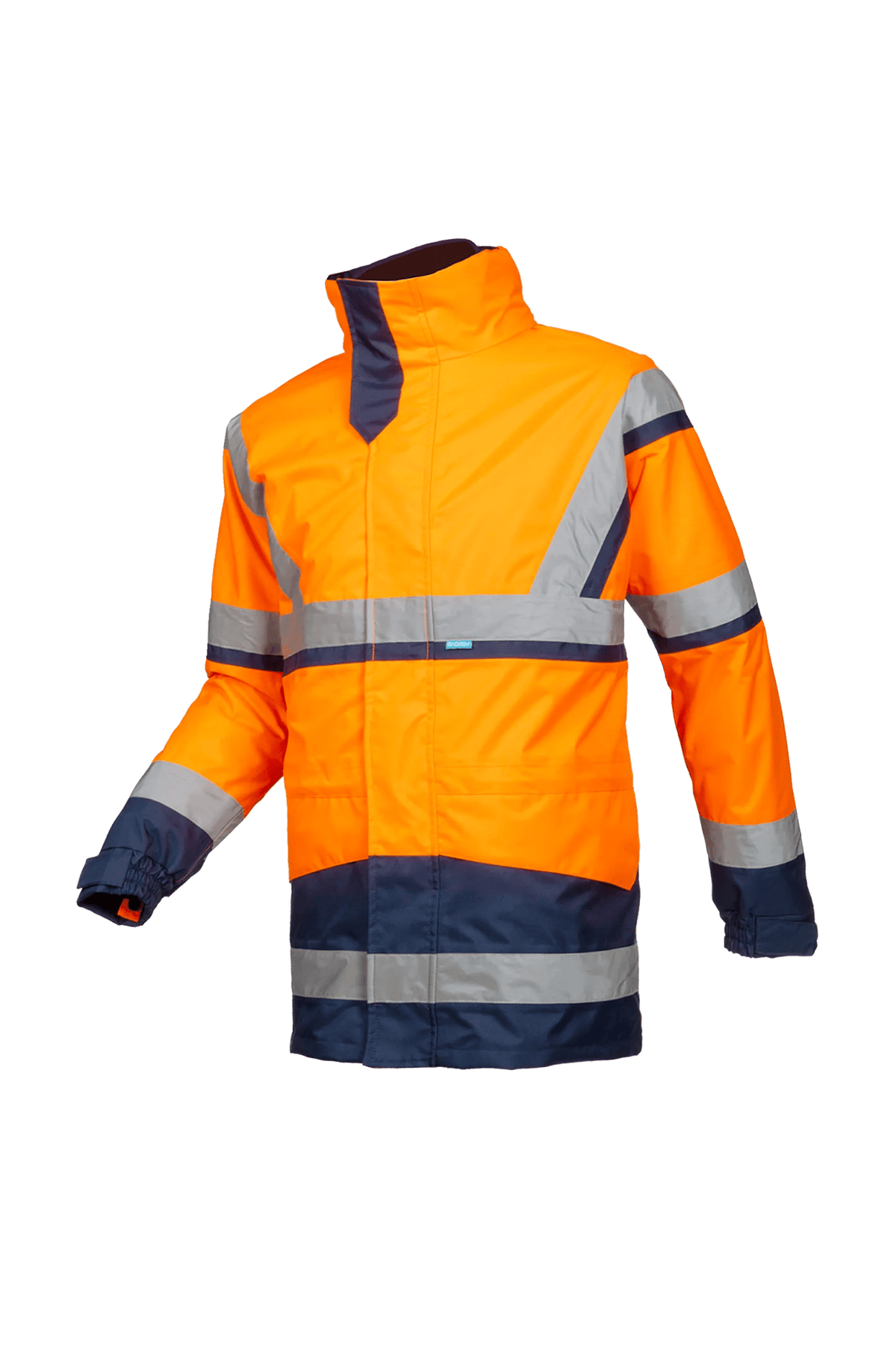 Sioen Powell in High-vis orange/Navy blue, side view