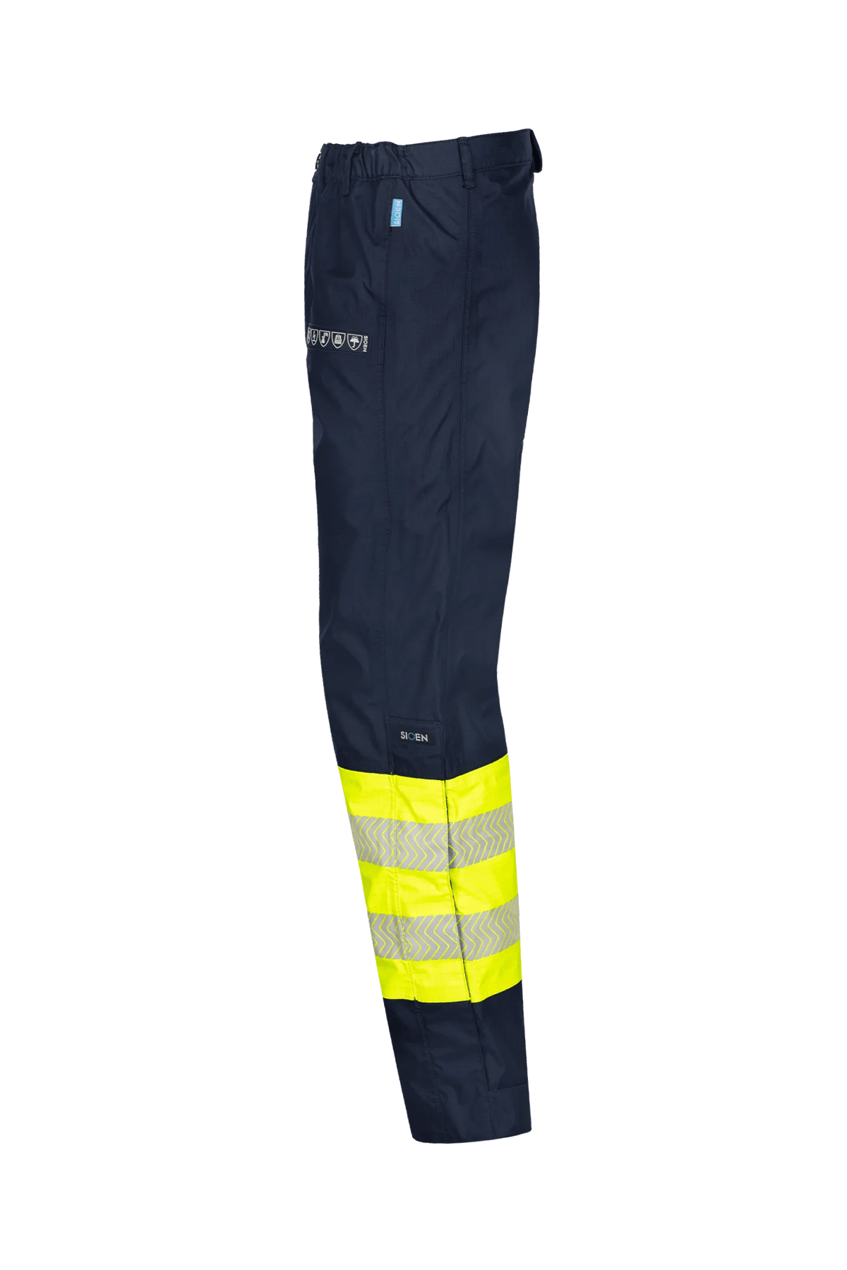 Sioen PRO Alvin in High-vis yellow/Navy blue, side view
