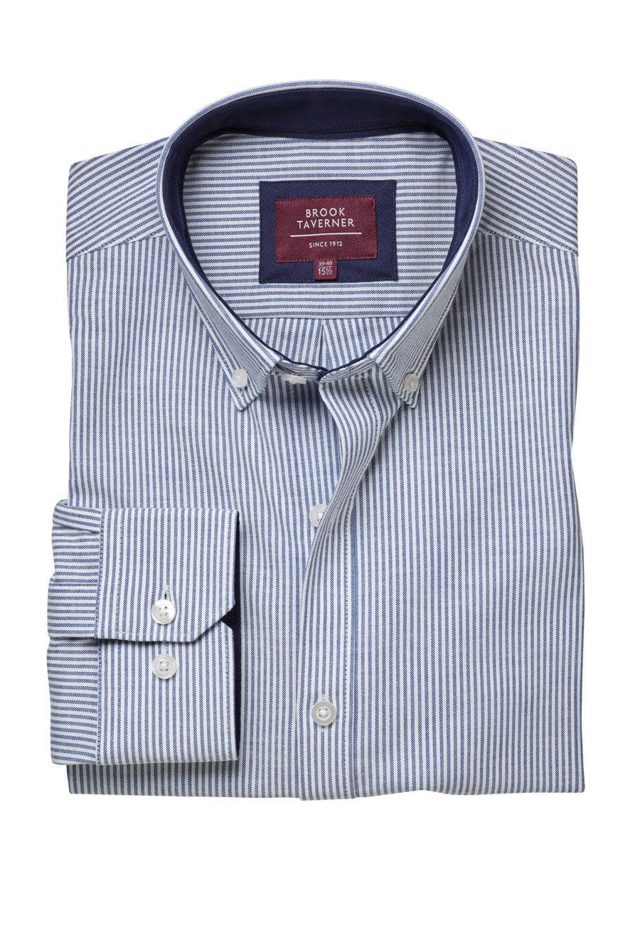 Brook Taverner Lawrence Shirt in Navy Strip, image 4