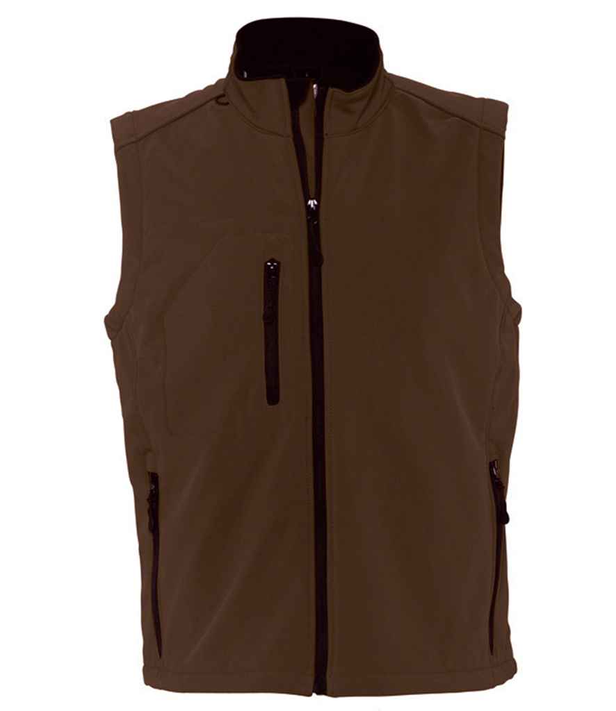 SOL'S Rallye Soft Shell Bodywarmer in Dark Chocolate, front view
