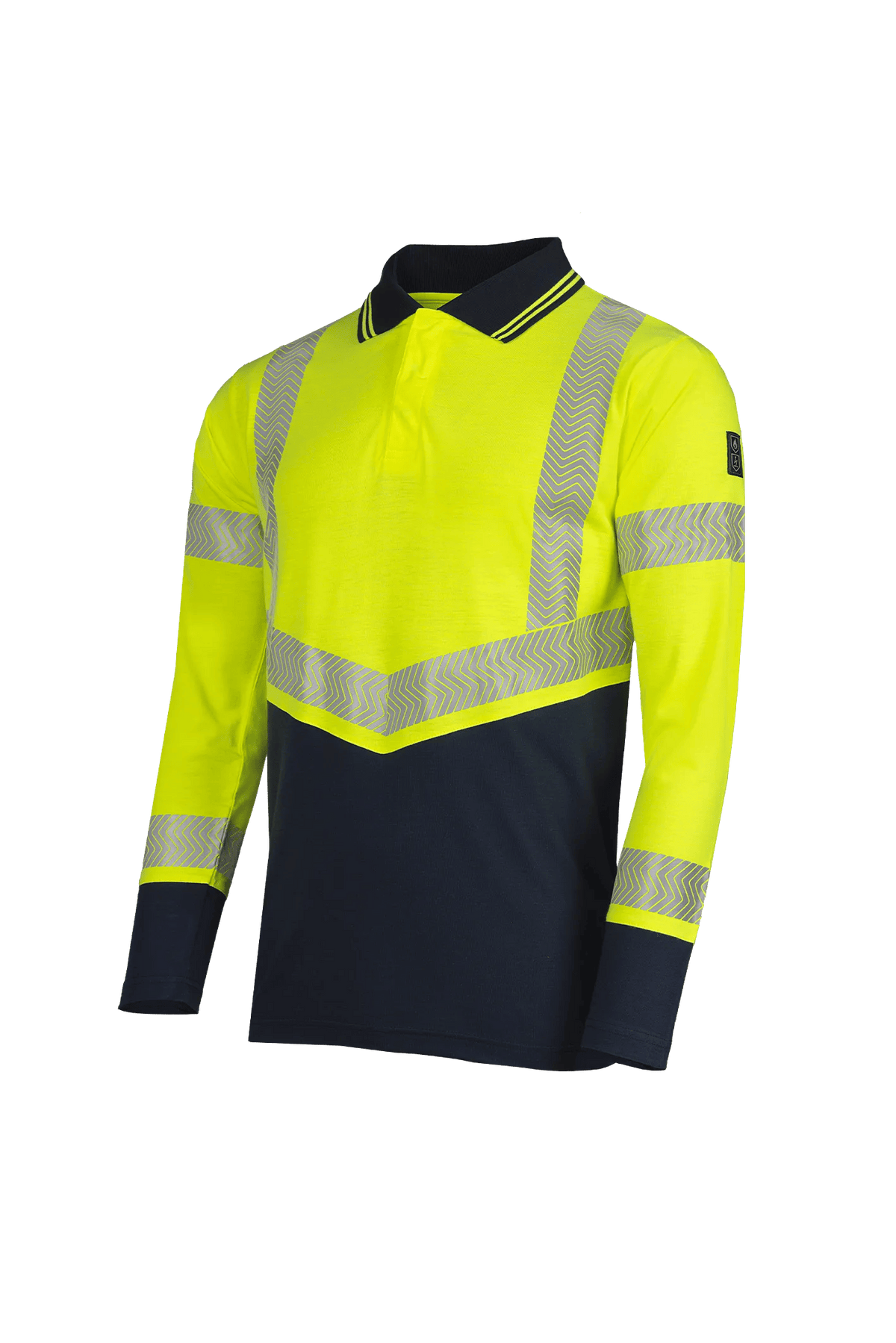 Sioen PRO Arran in High-vis yellow/Navy blue, side view