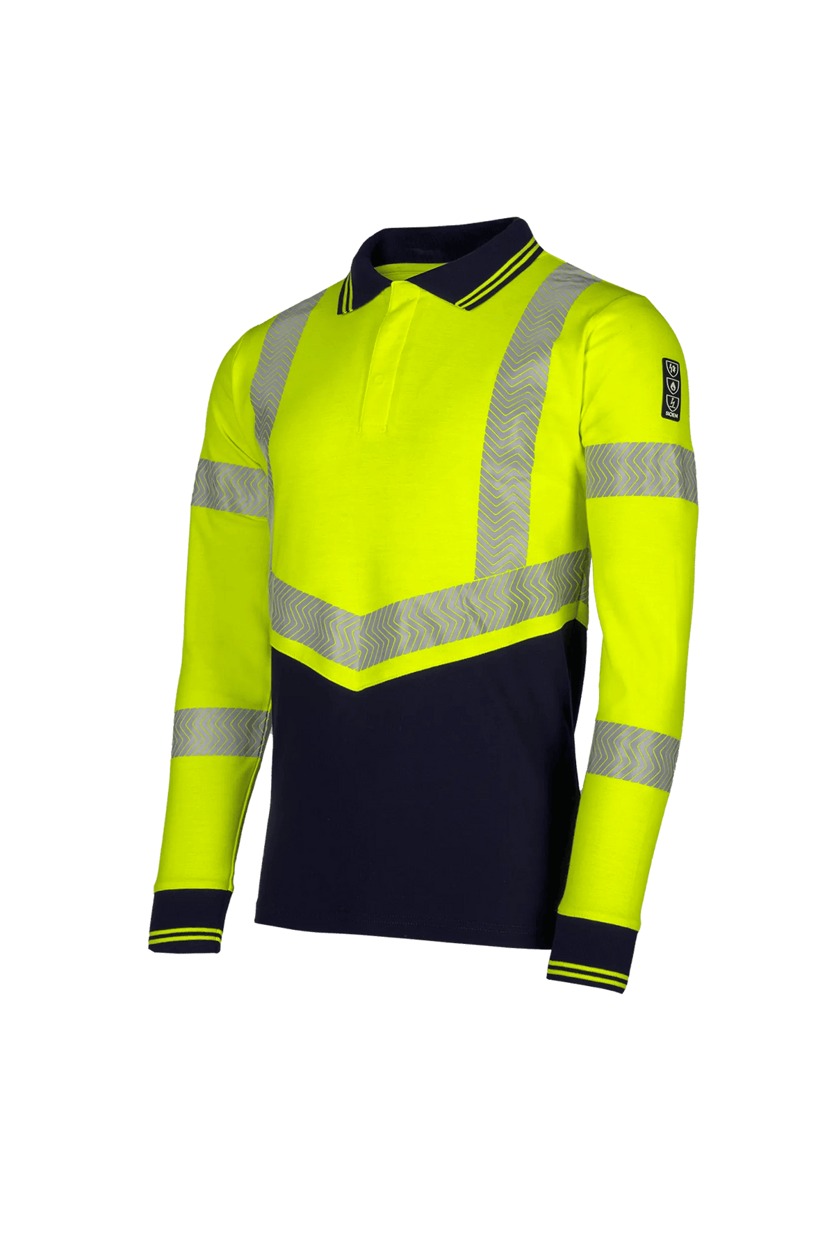 Sioen PRO Ardva in High-vis yellow/Navy blue, side view
