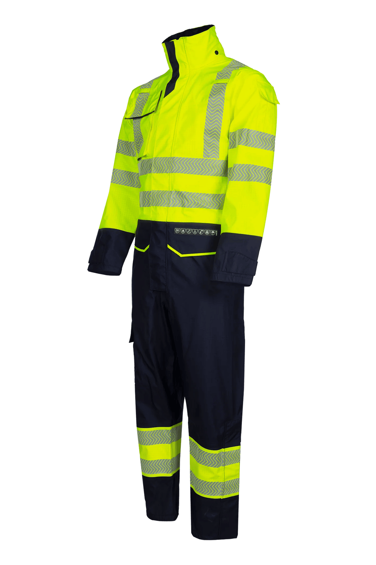 Sioen PRO Aksdal in High-vis yellow/Navy blue, side view