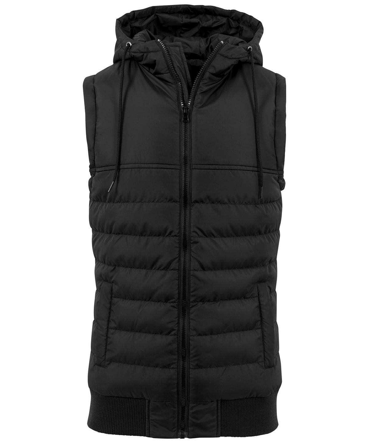 Build Your Brand Bubble vest in Black/Black, image 2