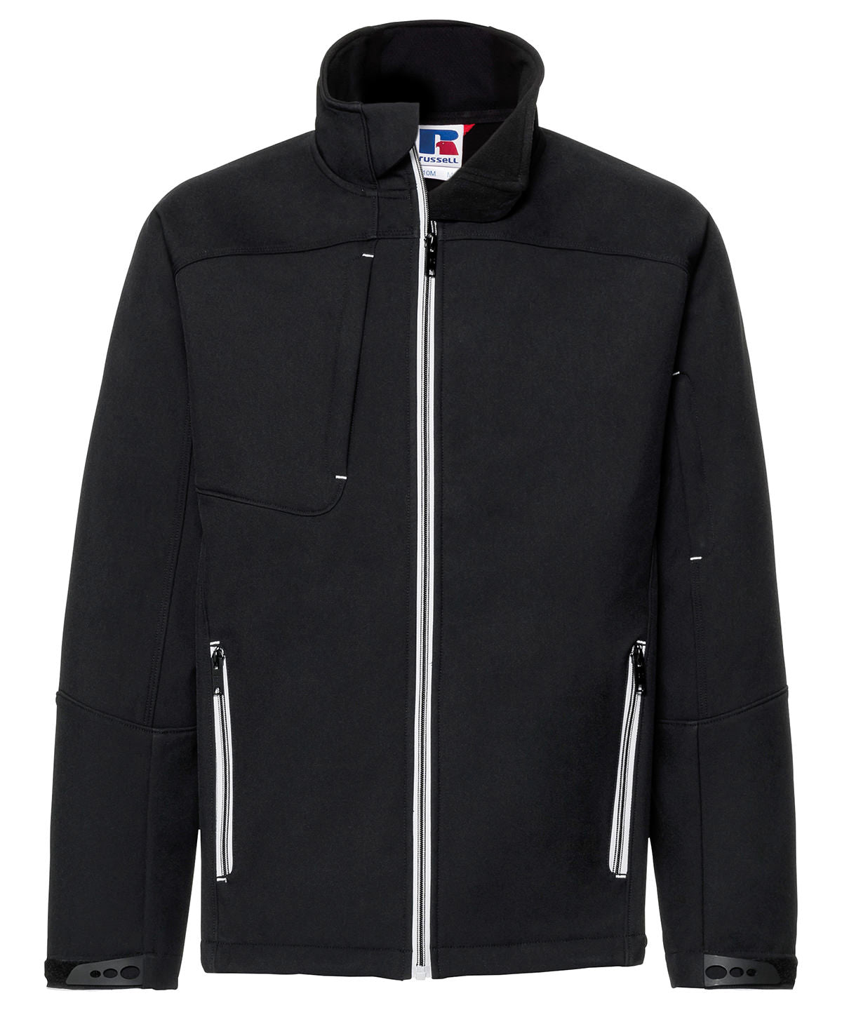 Russell Athletic Bionic softshell jacket in Black, front view