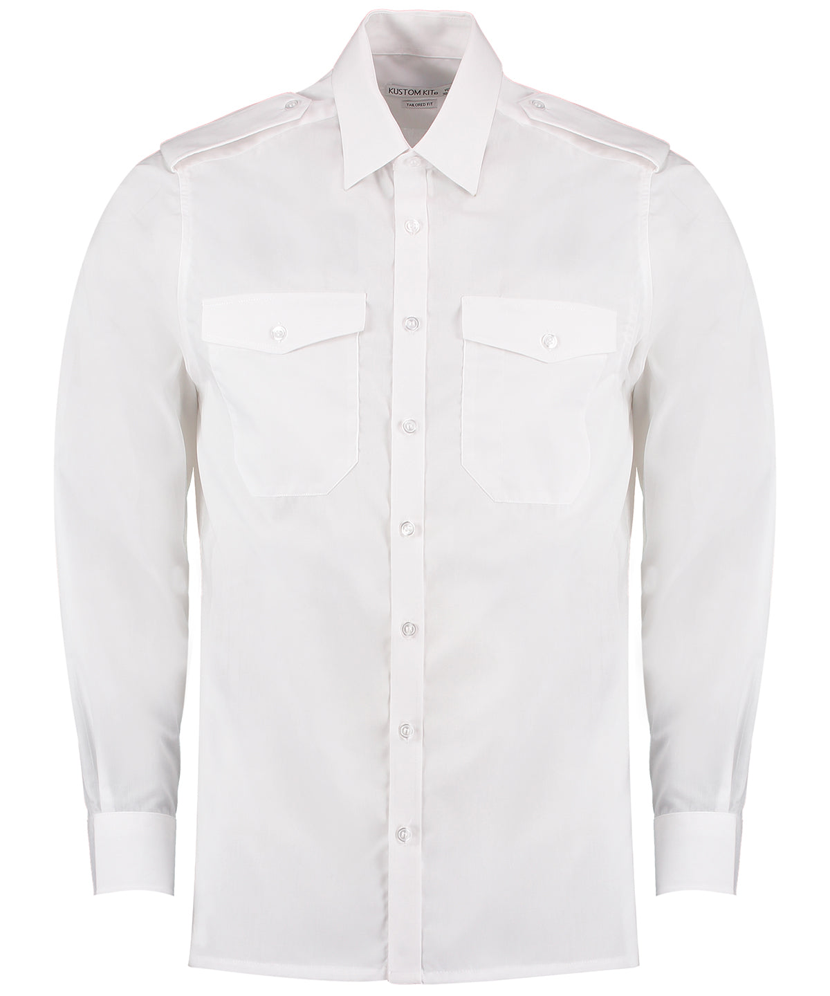 Kustom Kit Pilot shirt long sleeved in White, image 2
