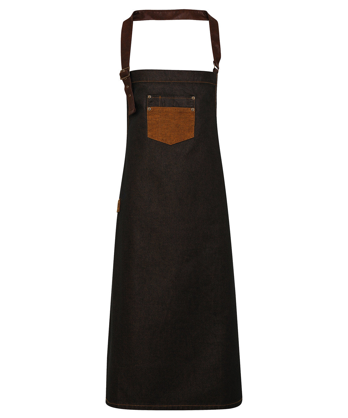 Premier Division waxed-look denim bib apron with faux leather, image 3