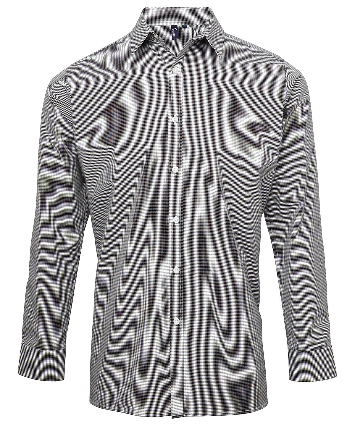 Premier Microcheck (Gingham) long sleeve cotton shirt, image 2