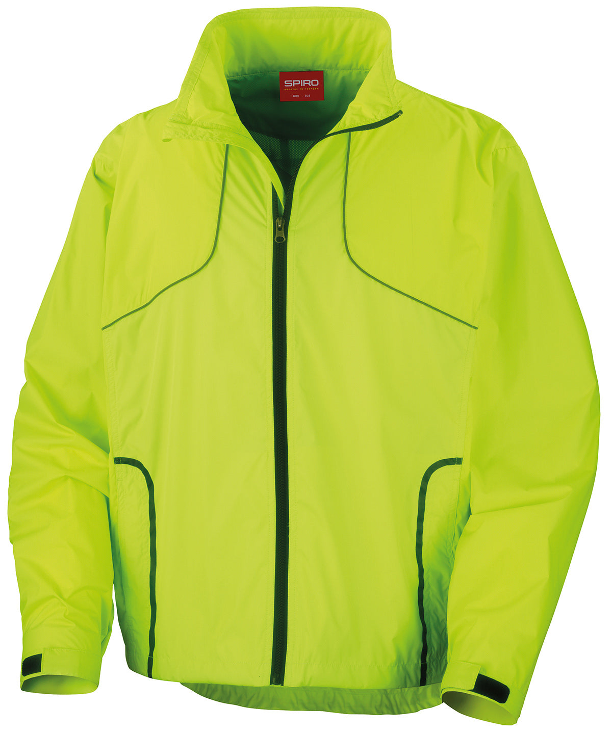 Spiro Crosslite trail and track jacket in Neon Lime, front view