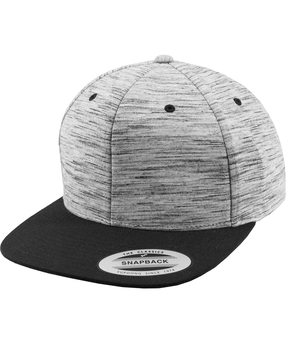 Flexfit by Yupoong Stripes melange crown snapback in Black/Grey, image 2