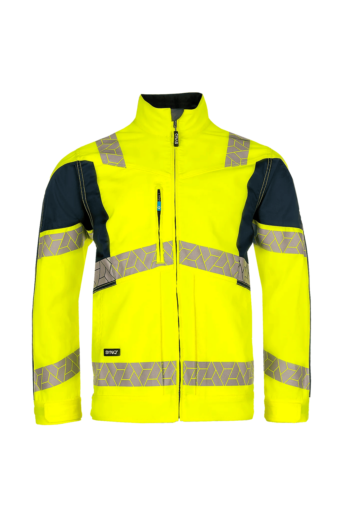 SYNQ Watcher in High-vis yellow/Navy blue, front view