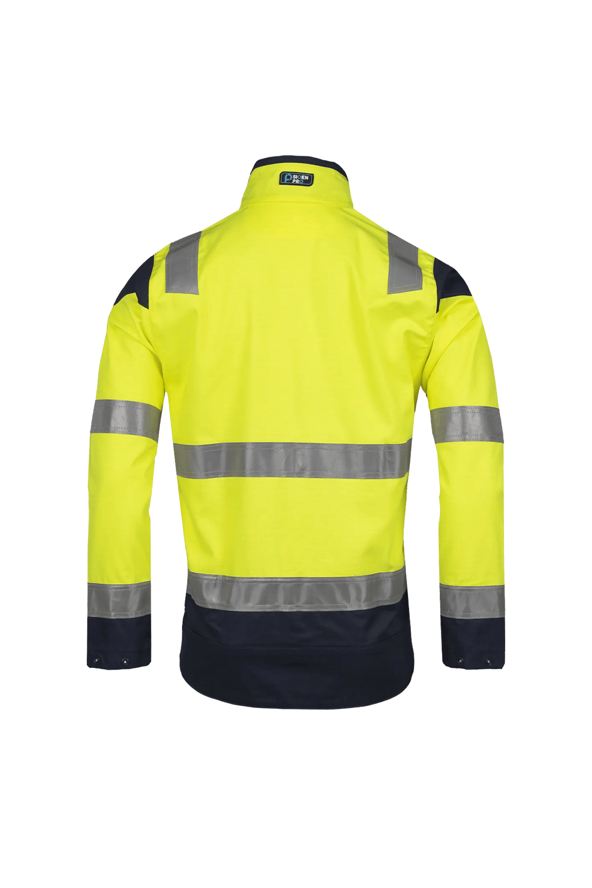 Sioen PRO Acrux in High-vis yellow/Navy blue, back view