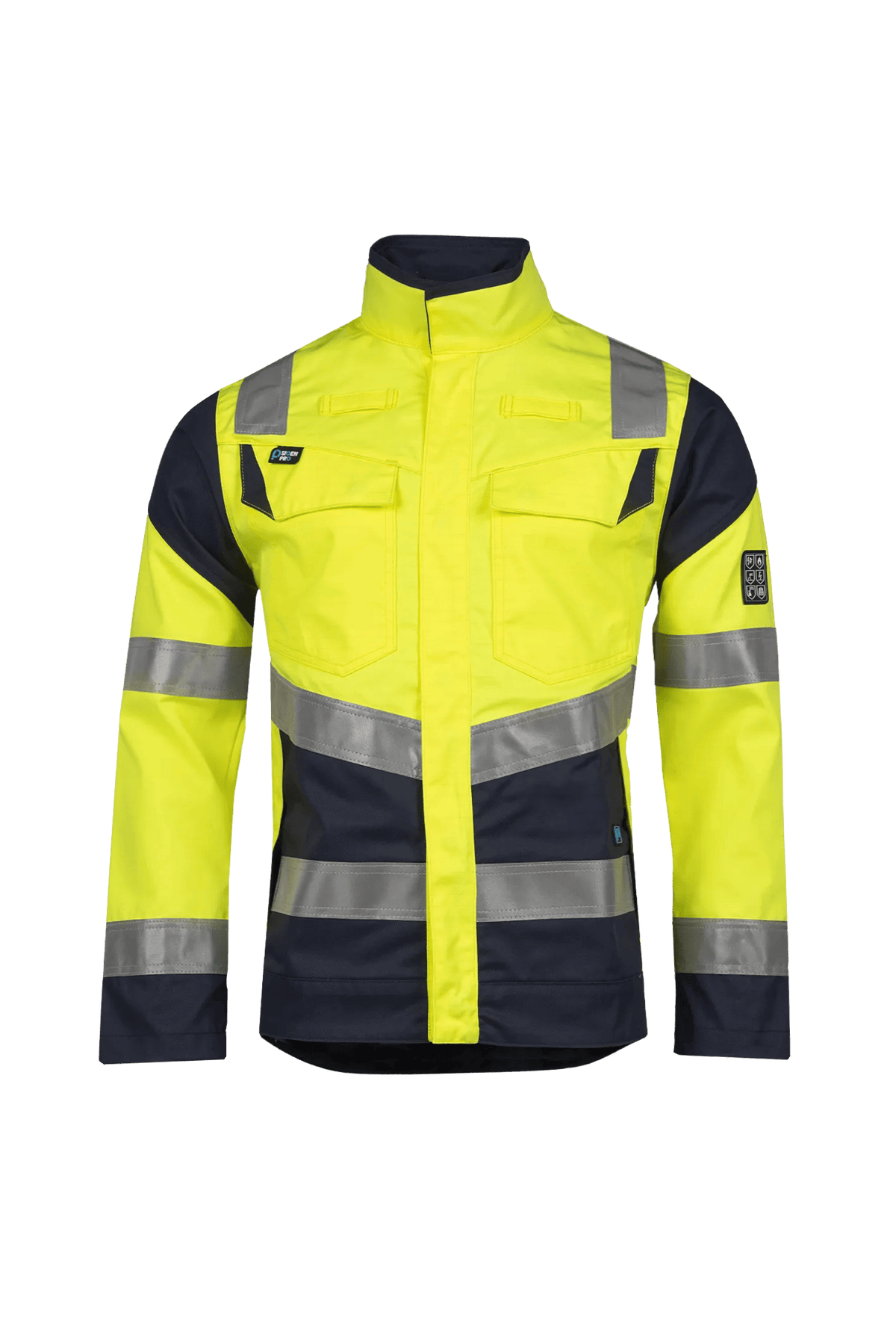 Sioen PRO Acrux in High-vis yellow/Navy blue, front view