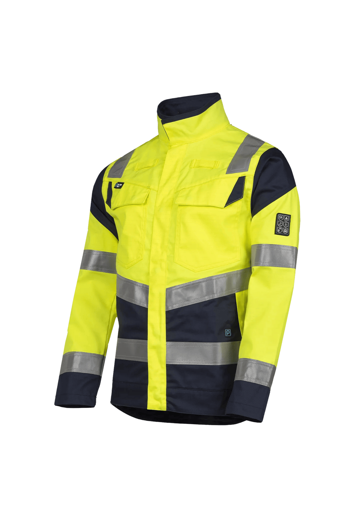 Sioen PRO Acrux in High-vis yellow/Navy blue, side view