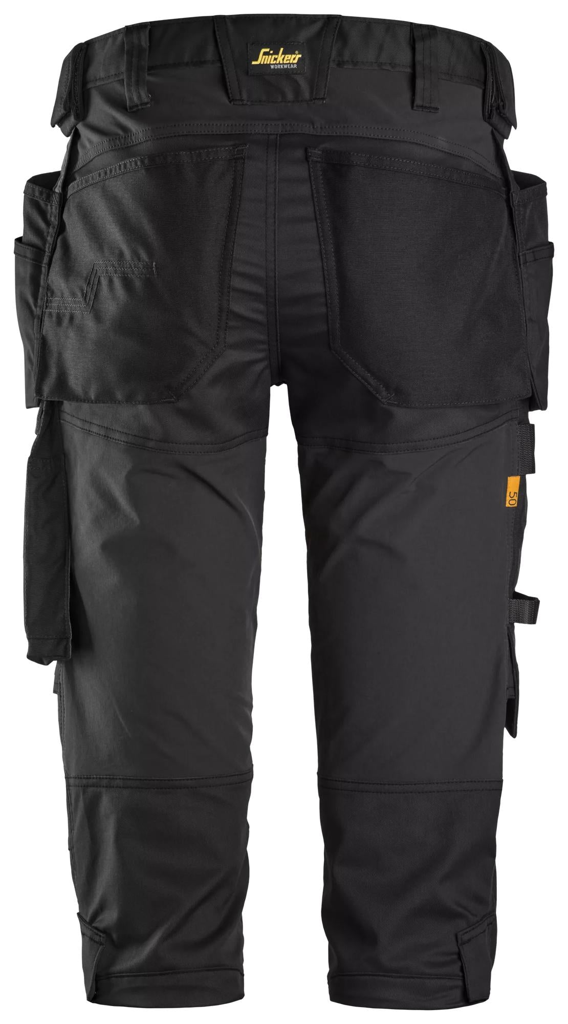 Snickers Workwear 6142 AllroundWork, Stretch Pirates Holster Pockets in Black/Black, back view