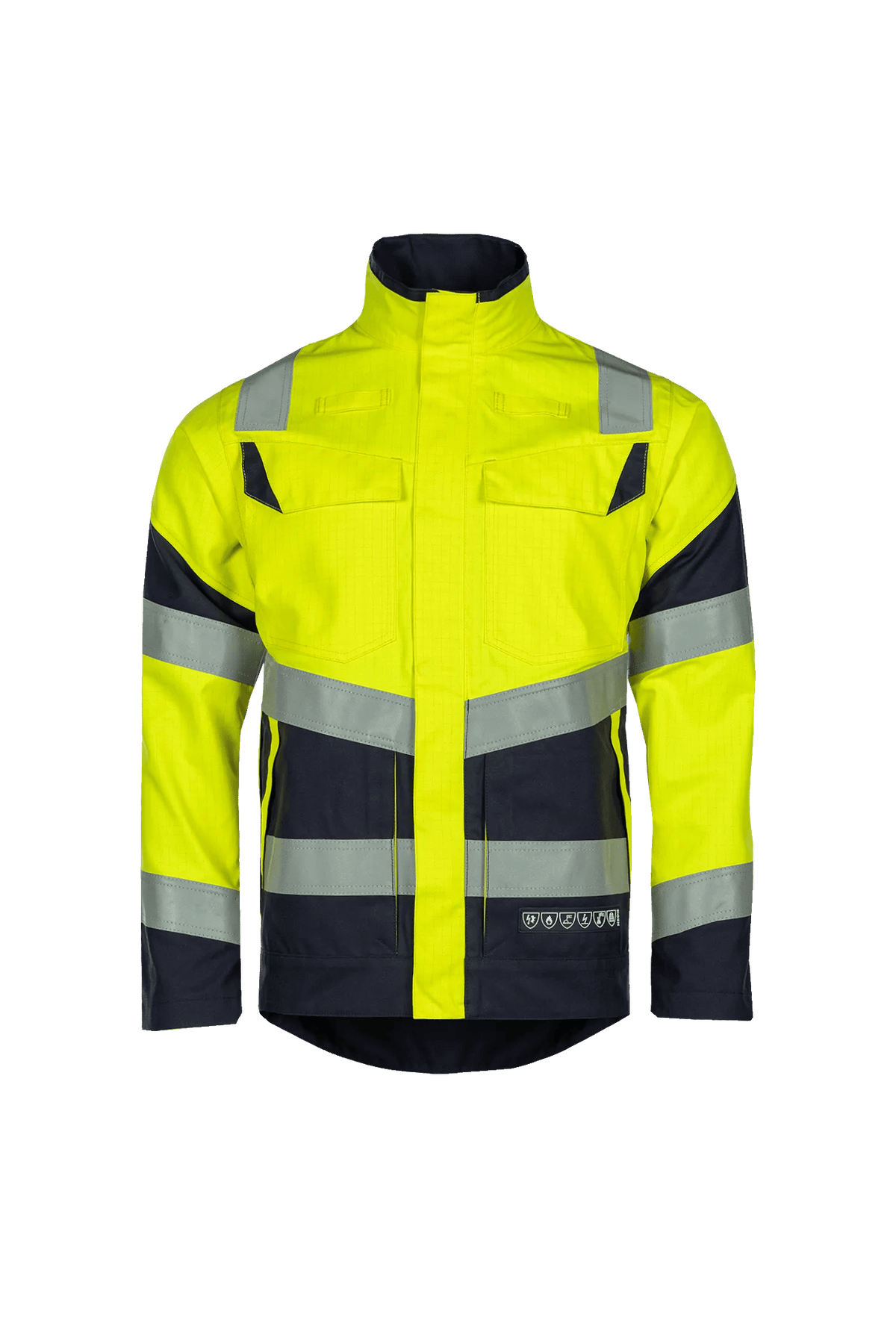 Sioen PRO Merak in High-vis yellow/Navy blue, front view