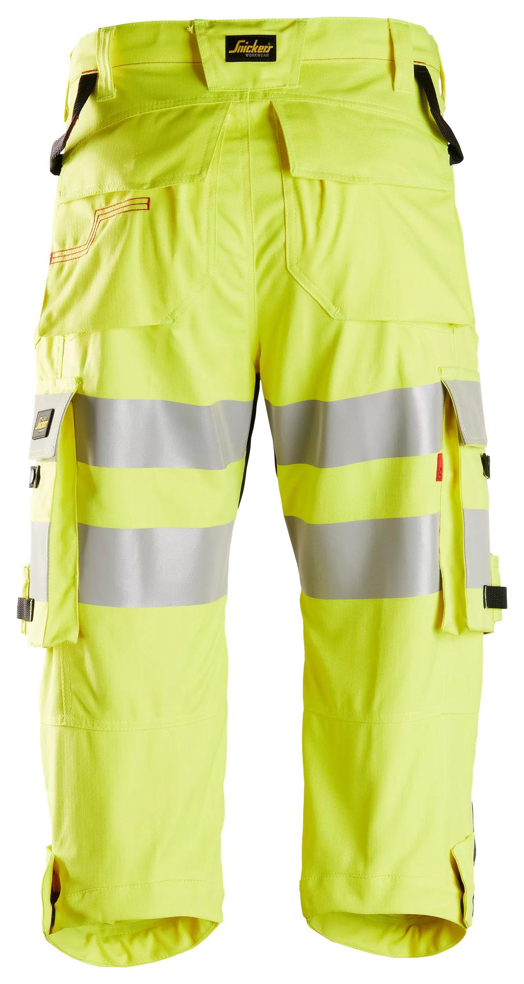Snickers Workwear 6161 ProtecWork, Pirates Trousers, High-Vis Class 2 in Hi-Vis Yellow, back view