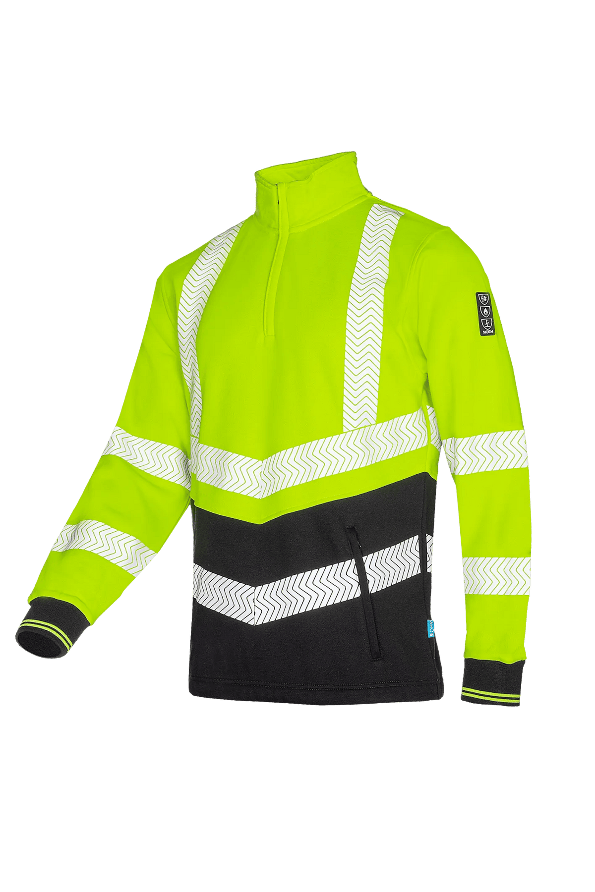 Sioen PRO Corran in High-vis yellow/Navy blue, side view