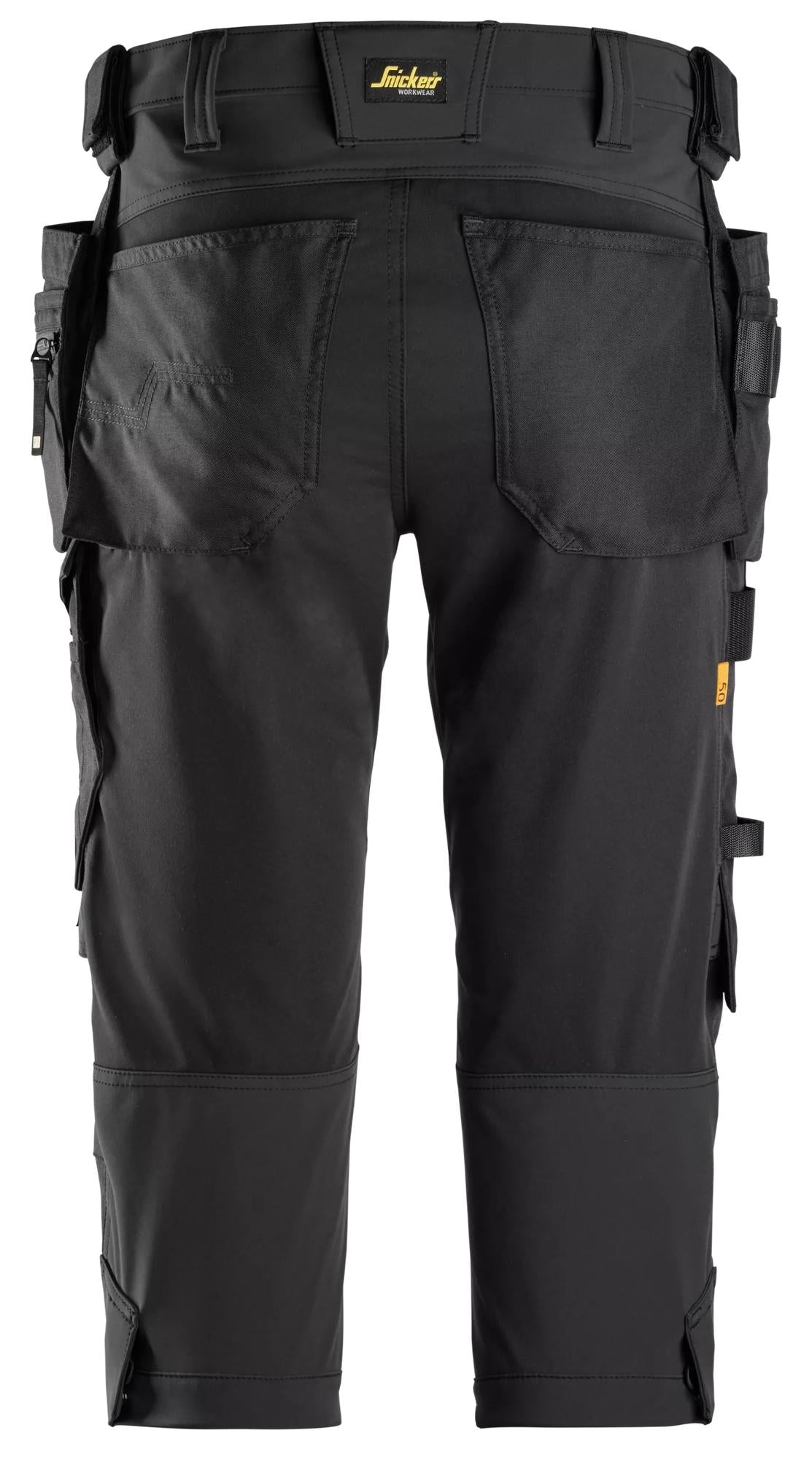 Snickers Workwear 6178 AllroundWork, 4-way Stretch Pirates Holster Pockets in Black/Black, back view