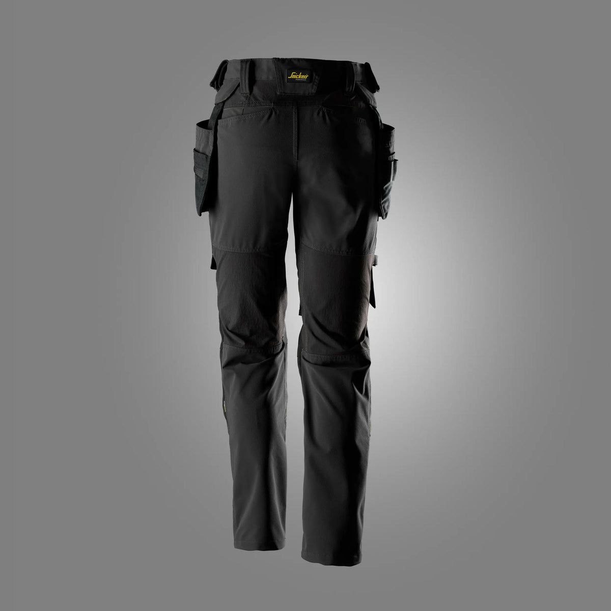 Snickers Workwear 6217 AllroundWork, Women’s Stretch Trousers Detachable Holster Pockets in Black/Black, back view