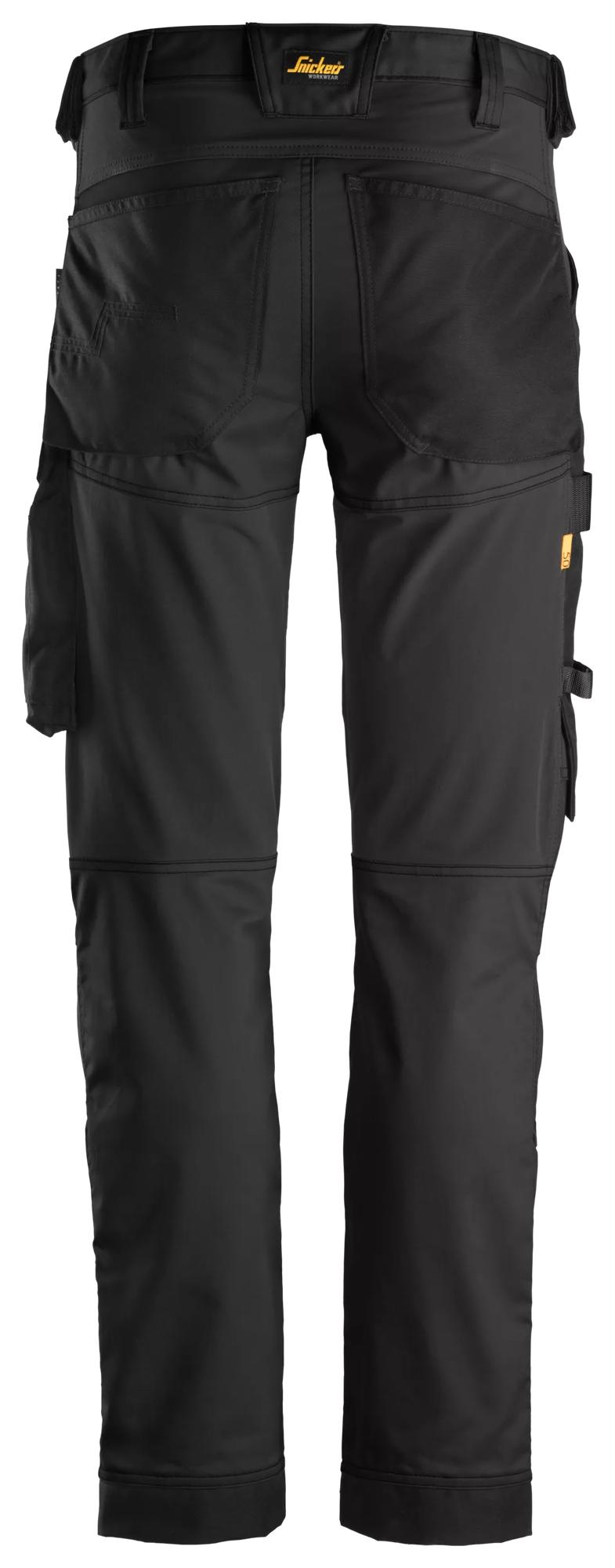 Snickers Workwear 6341 AllroundWork, Stretch Trousers in Black/Black, back view
