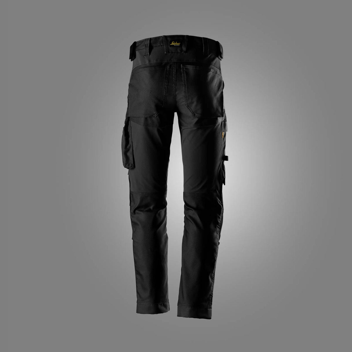 Snickers Workwear 6344 AllroundWork, Canvas Stretch Trousers in Black/Black, back view