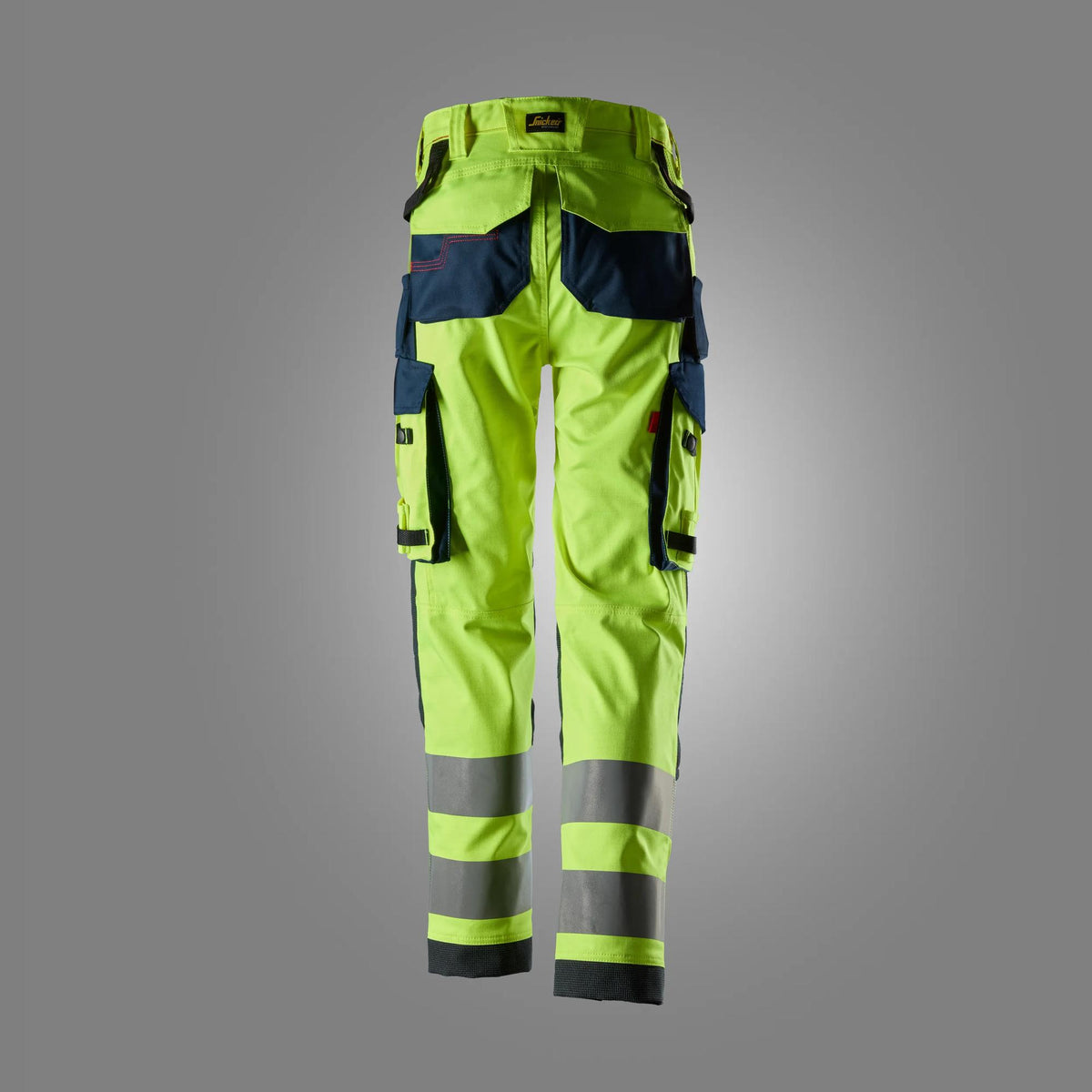 Snickers Workwear 6367 ProtecWork, Women’s Stretch Trousers, High-Vis Class 2 in Hi-Vis Yellow/Navy, back view