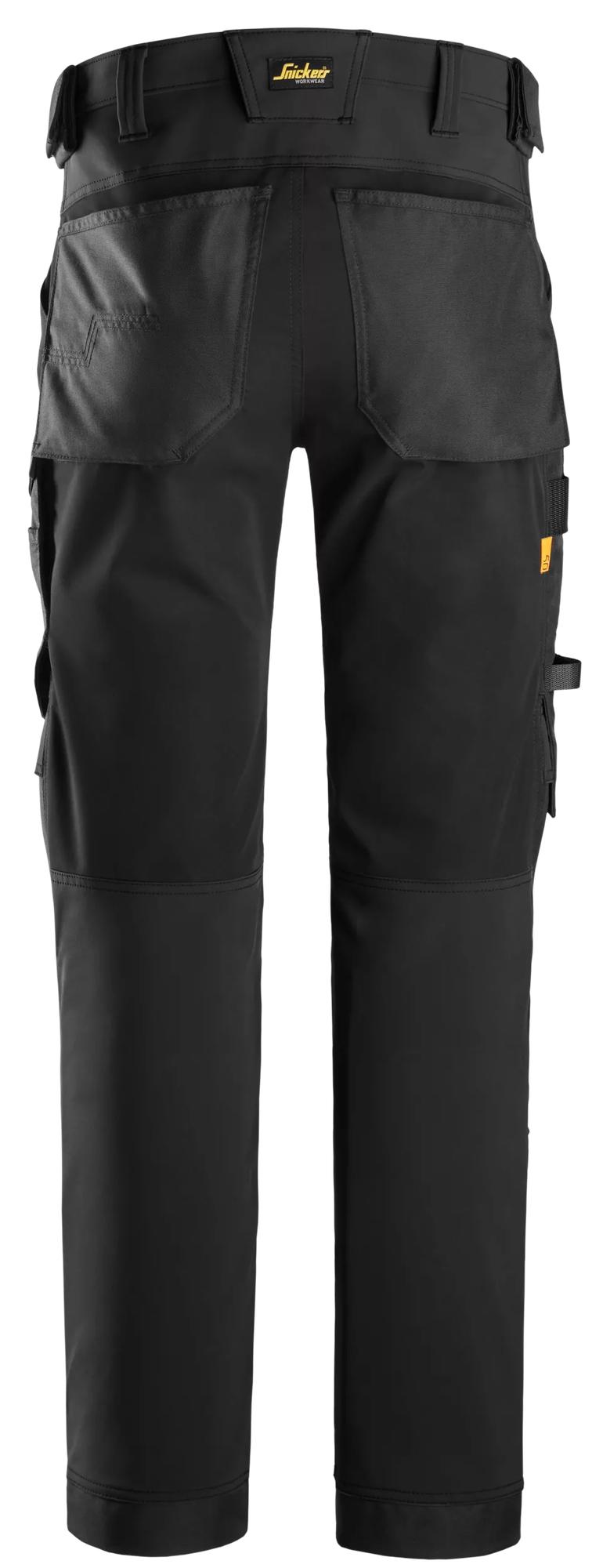 Snickers Workwear 6375 AllroundWork, 4-way Stretch Trousers in Black/Black, back view