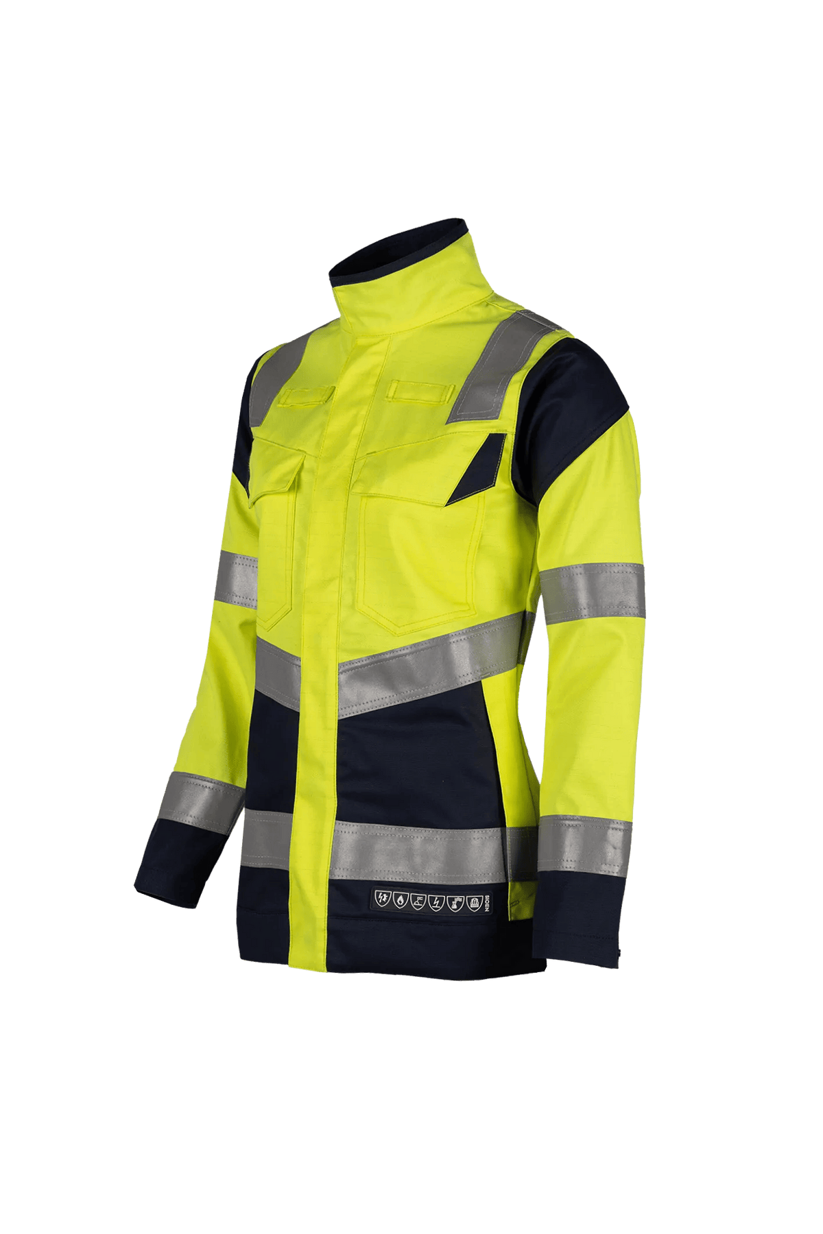 Sioen PRO Acrux Women in High-vis yellow/Navy blue, side view