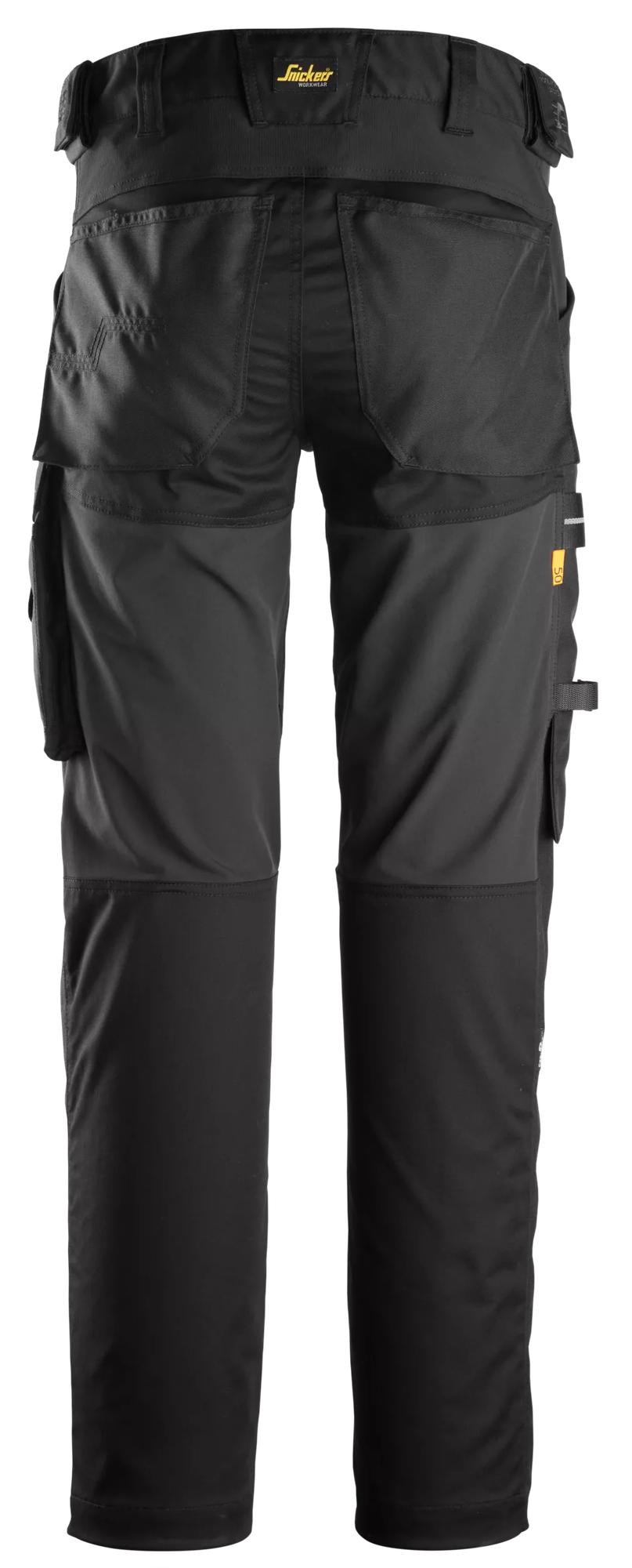 Snickers Workwear 6593 AllroundWork, Stretch Trousers Capsulized™ Kneepads in Black/Black, back view