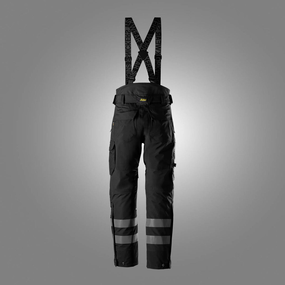 Snickers Workwear 6612 Allroundwork, Waterproof Insulated Trousers in Black/Black, back view