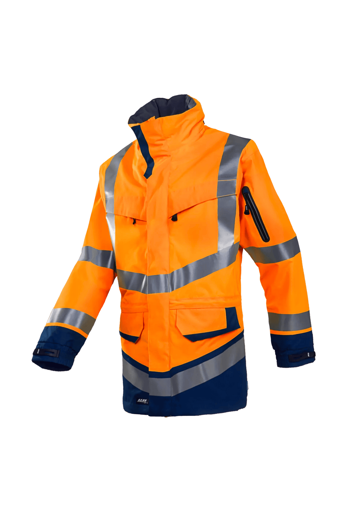 Sioen Windsor in High-vis orange/Navy blue, side view