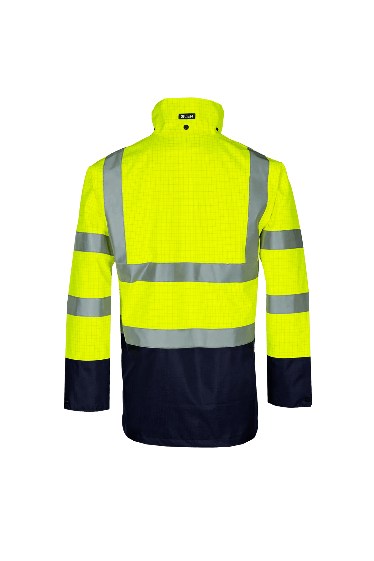 Sioen PRO Elliston in High-vis yellow/Navy blue, back view