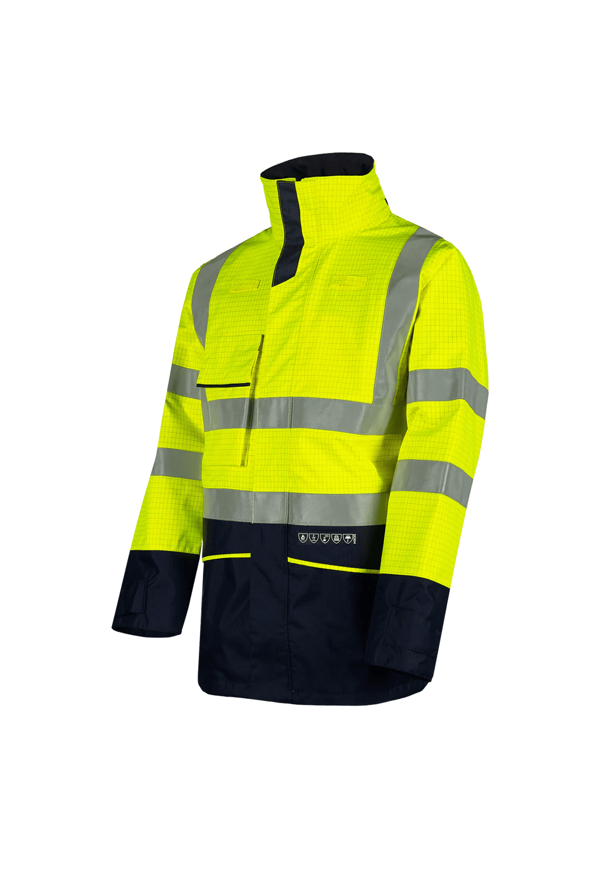 Sioen PRO Hedland in High-vis yellow/Navy blue, side view